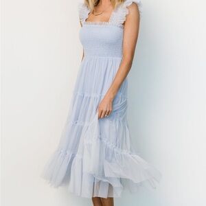 Light Blue Smocked Tulle Dress